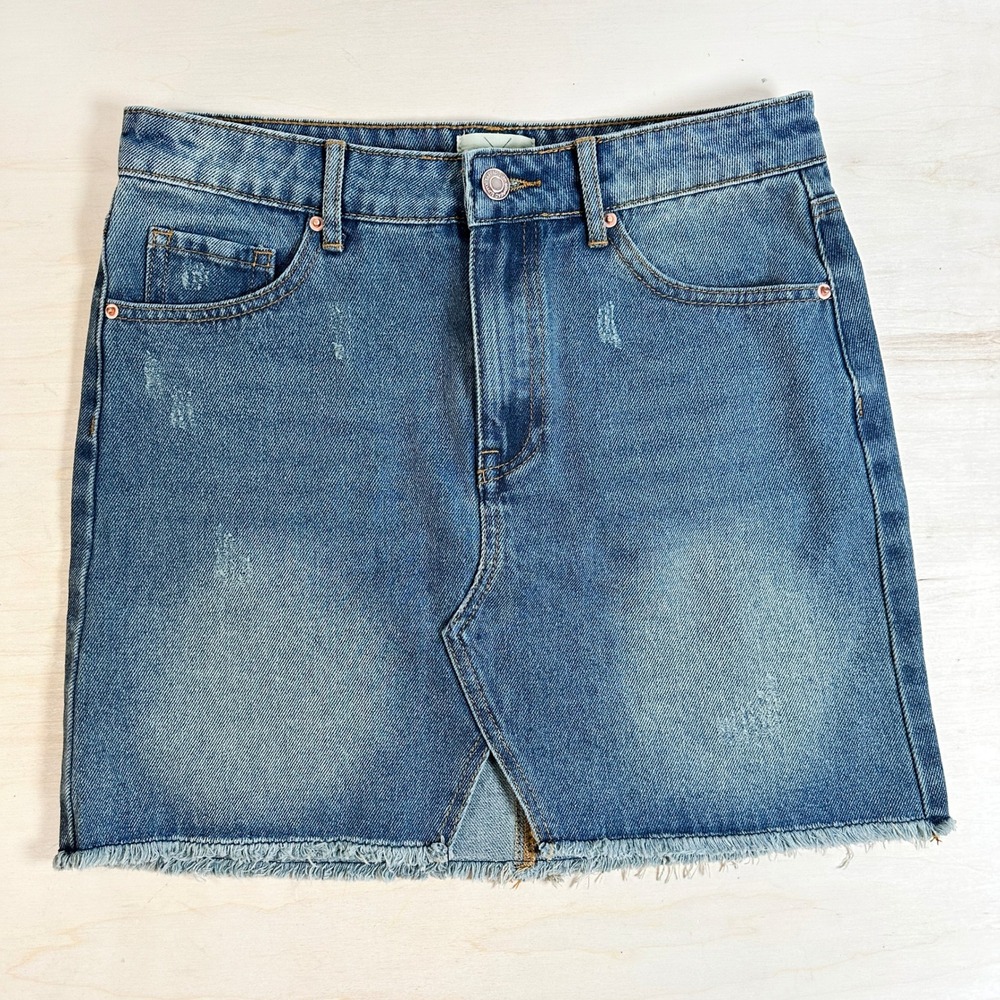 Thread and Supply Denim Pencil Skirt S Medium Wash Sandblast